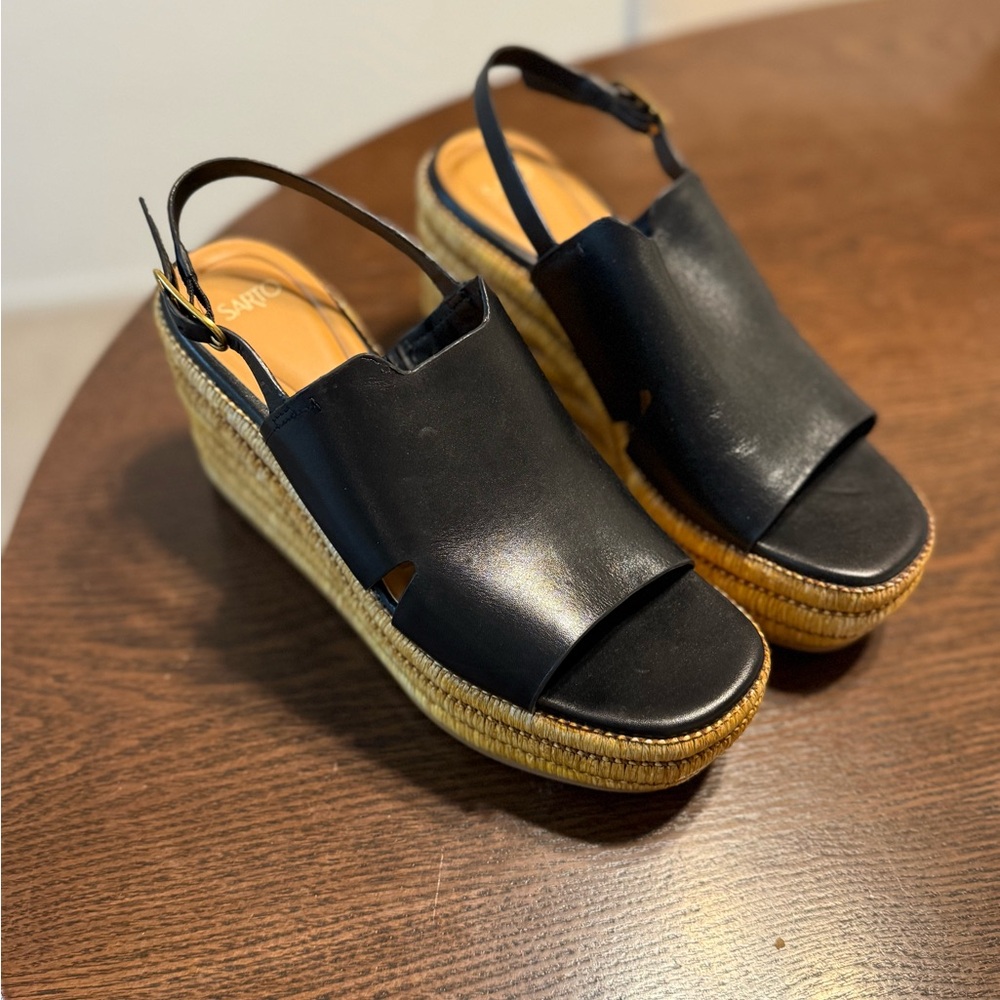 SARTO By Franco Sarto Black and Tan Espadrille Platform